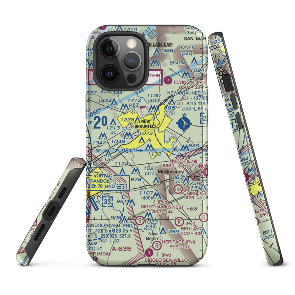 Hilltop Ranch Airport (9TA1) VFR Sectional  Tough iPhone Case iPhone 12 Pro Max model shown