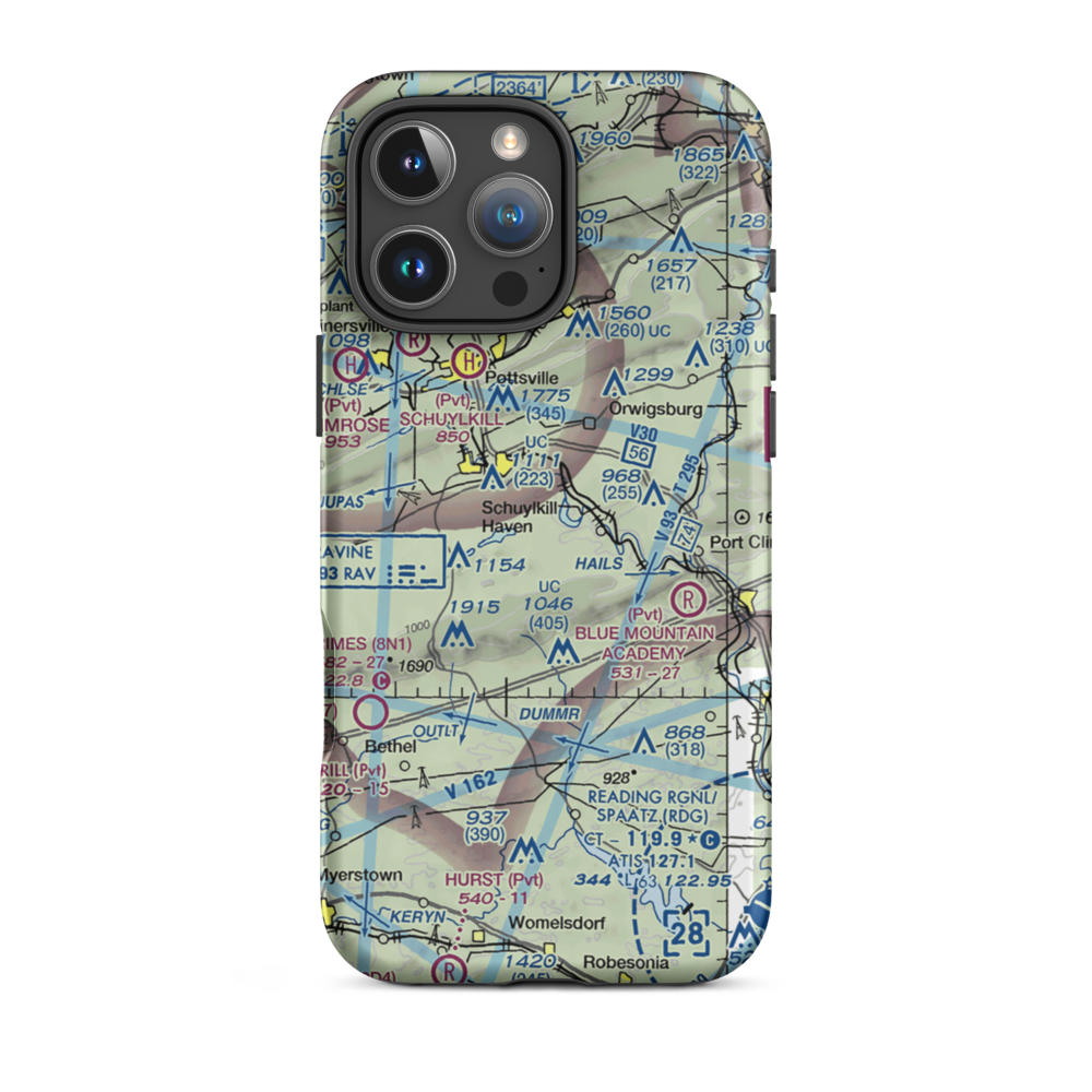 Hillview Airport (2PA2) VFR Sectional  Tough iPhone Case iPhone 16 Pro Max model shown