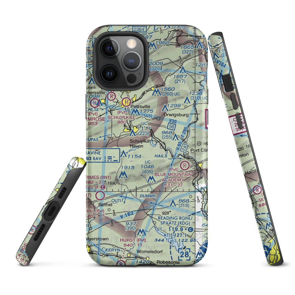 Hillview Airport (2PA2) VFR Sectional  Tough iPhone Case iPhone 12 Pro Max model shown