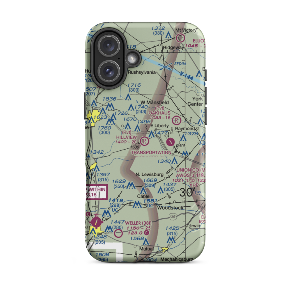 Hillview Airstrip (OI38) VFR Sectional  Tough iPhone Case iPhone 16 Plus model shown