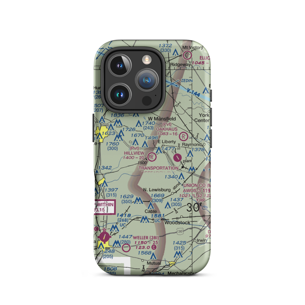 Hillview Airstrip (OI38) VFR Sectional  Tough iPhone Case iPhone 16 Pro model shown