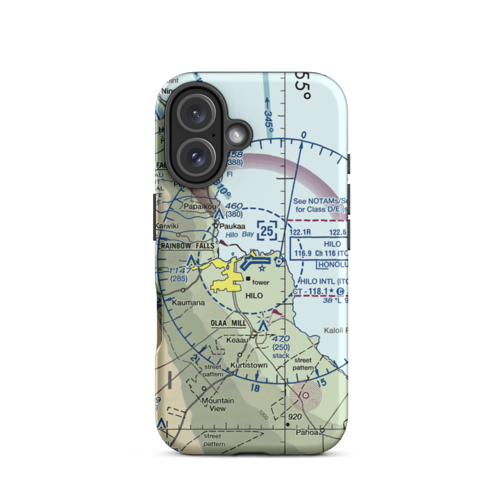 Hilo International Airport (ITO) VFR Sectional  Tough iPhone Case iPhone 16 model shown