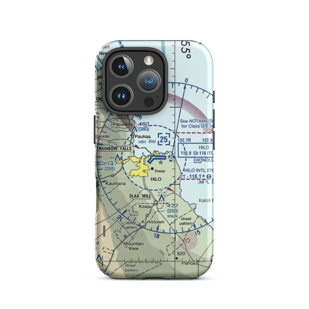 Hilo International Airport (ITO) VFR Sectional  Tough iPhone Case iPhone 16 Pro model shown