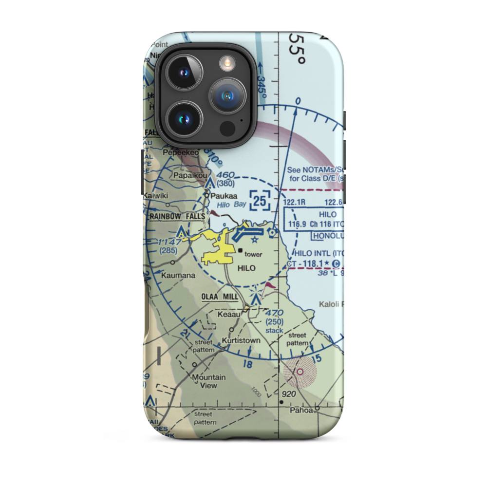 Hilo International Airport (ITO) VFR Sectional  Tough iPhone Case iPhone 16 Pro Max model shown