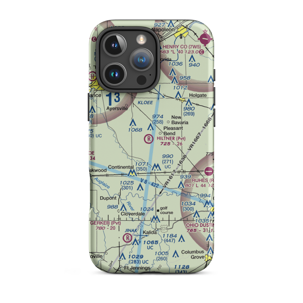 Hiltner Airport (OH19) VFR Sectional  Tough iPhone Case iPhone 16 Pro Max model shown