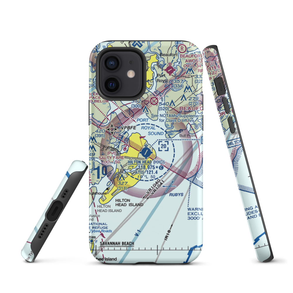 Hilton Head Airport (HXD) VFR Sectional  Tough iPhone Case iPhone 12 model shown