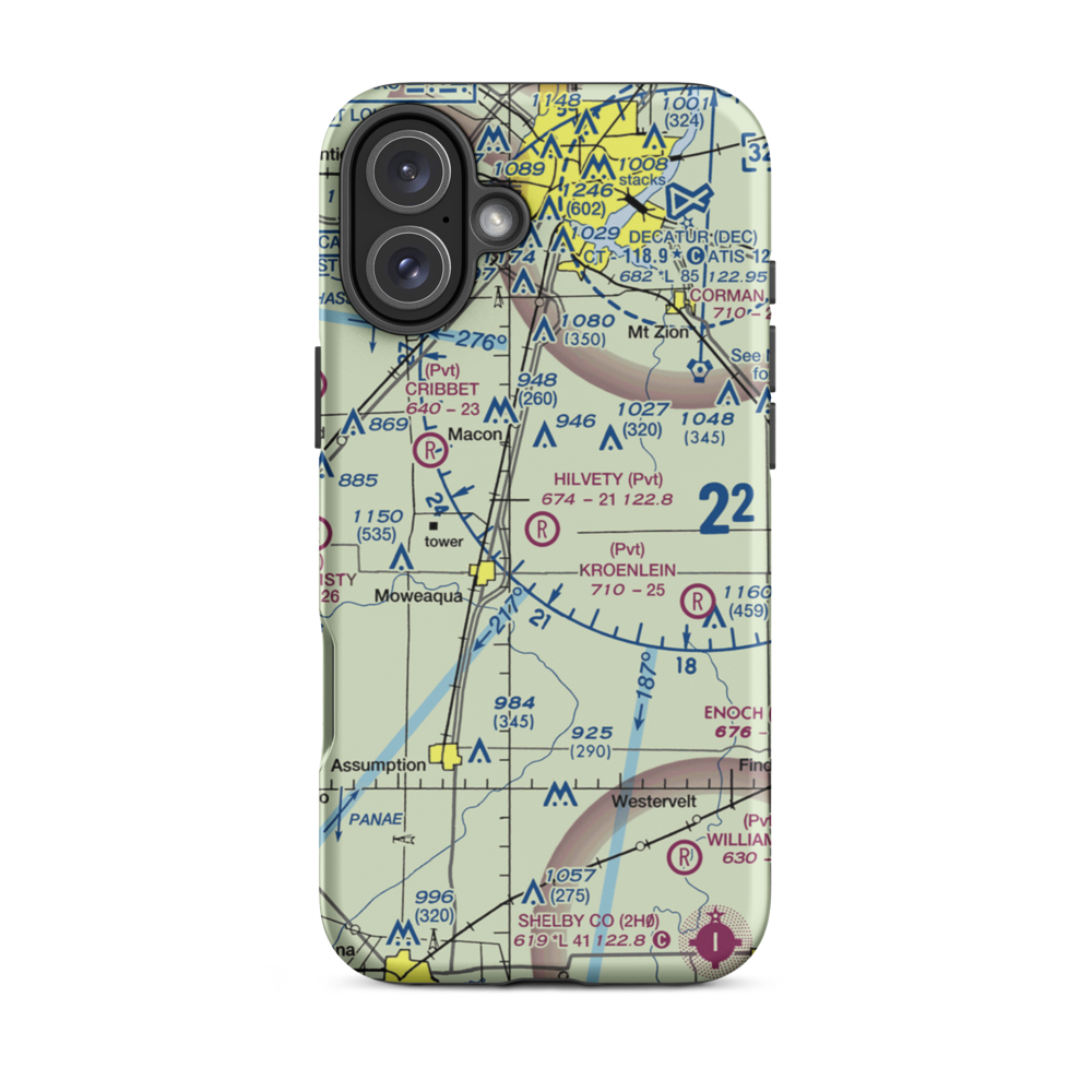 Hilvety Airport (5LL1) VFR Sectional  Tough iPhone Case iPhone 16 Plus model shown