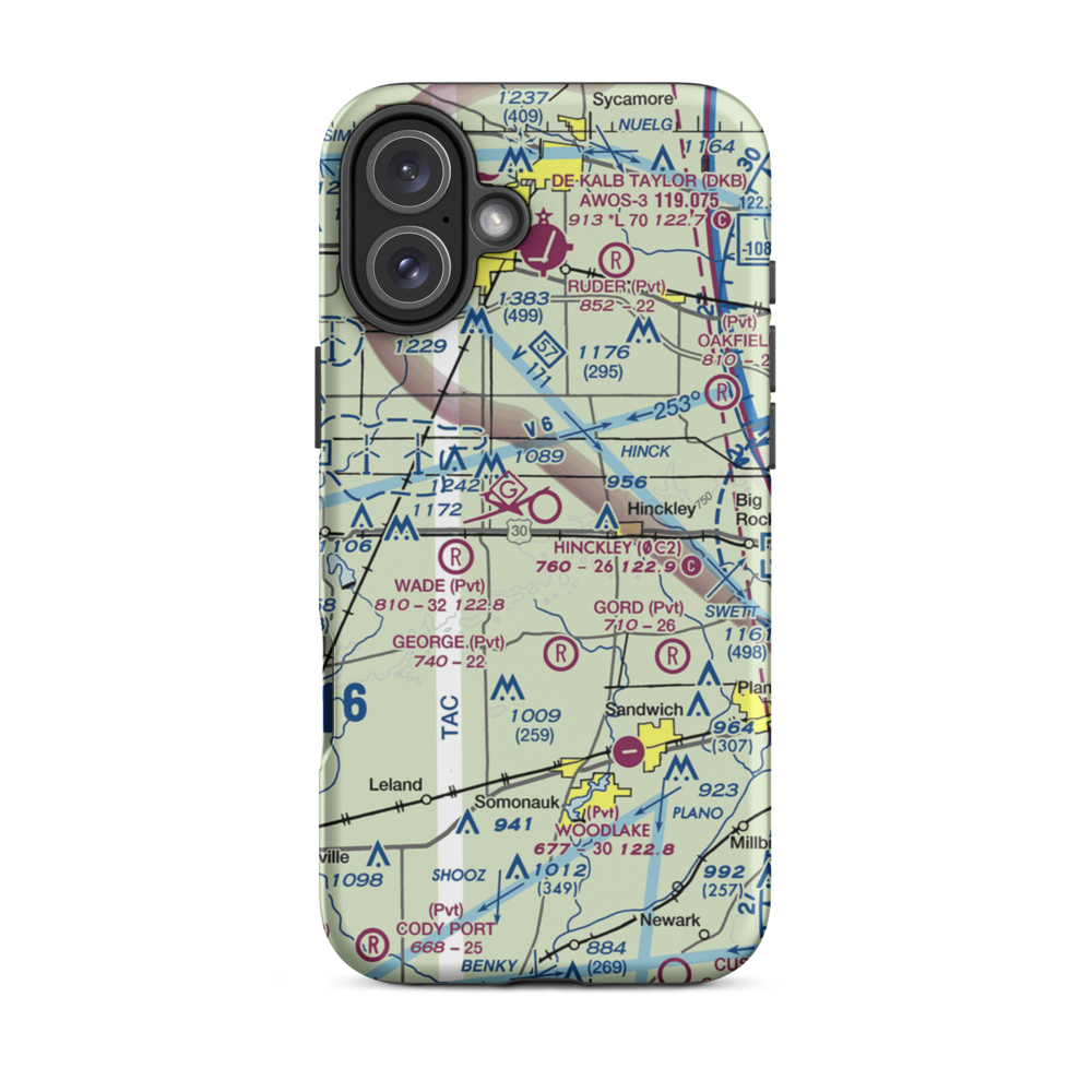 Hinckley Airport (0C2) VFR Sectional  Tough iPhone Case iPhone 16 Plus model shown