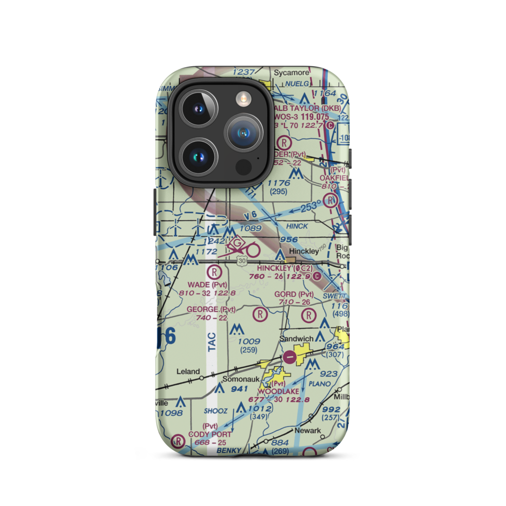 Hinckley Airport (0C2) VFR Sectional  Tough iPhone Case iPhone 16 Pro model shown