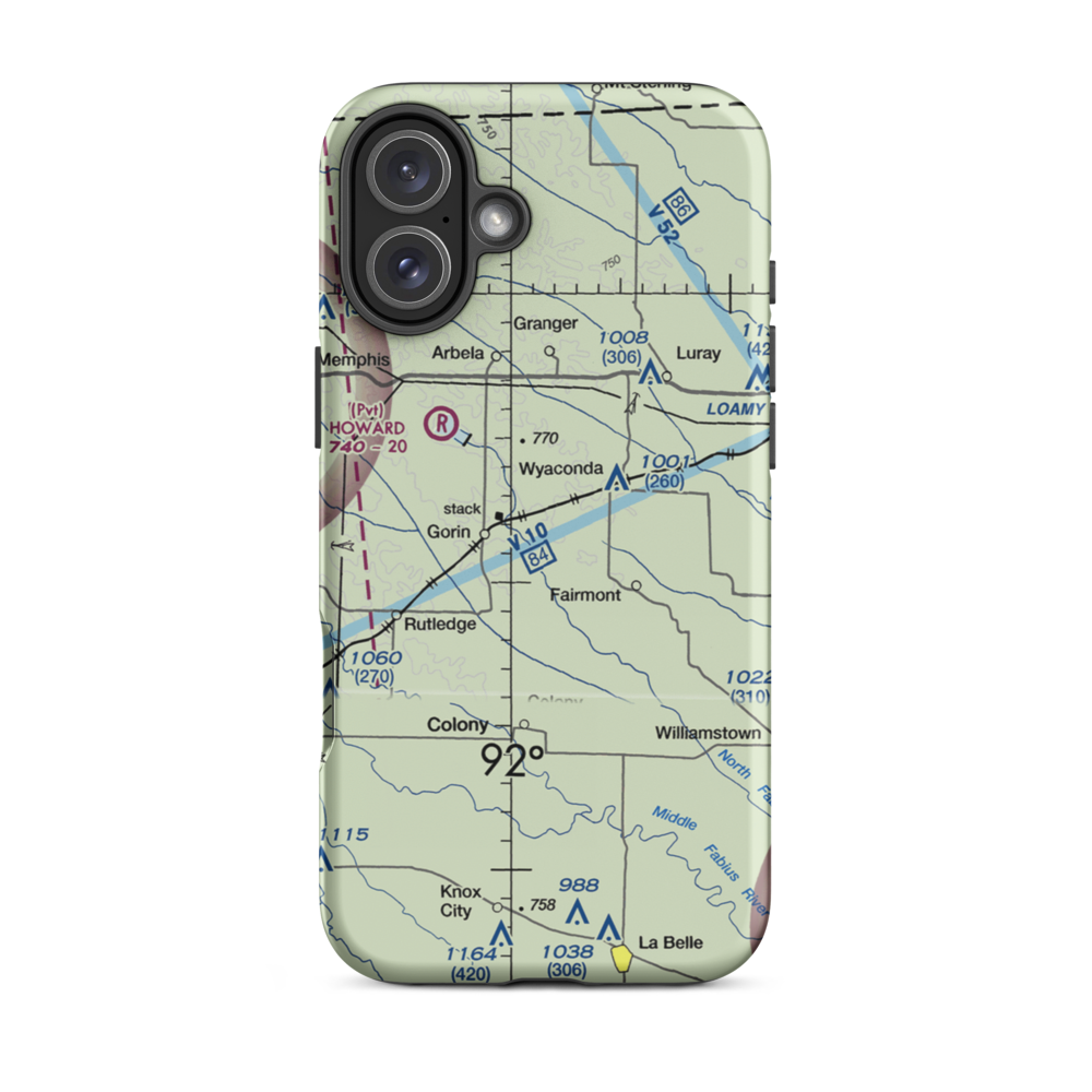 Hines Airport (1MO7) VFR Sectional  Tough iPhone Case iPhone 16 Plus model shown