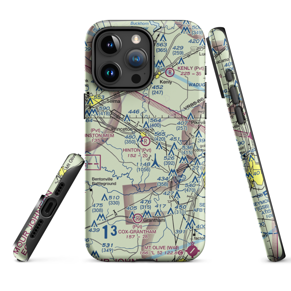 Hinton Field (NC72) VFR Sectional  Tough iPhone Case iPhone 15 Pro Max model shown