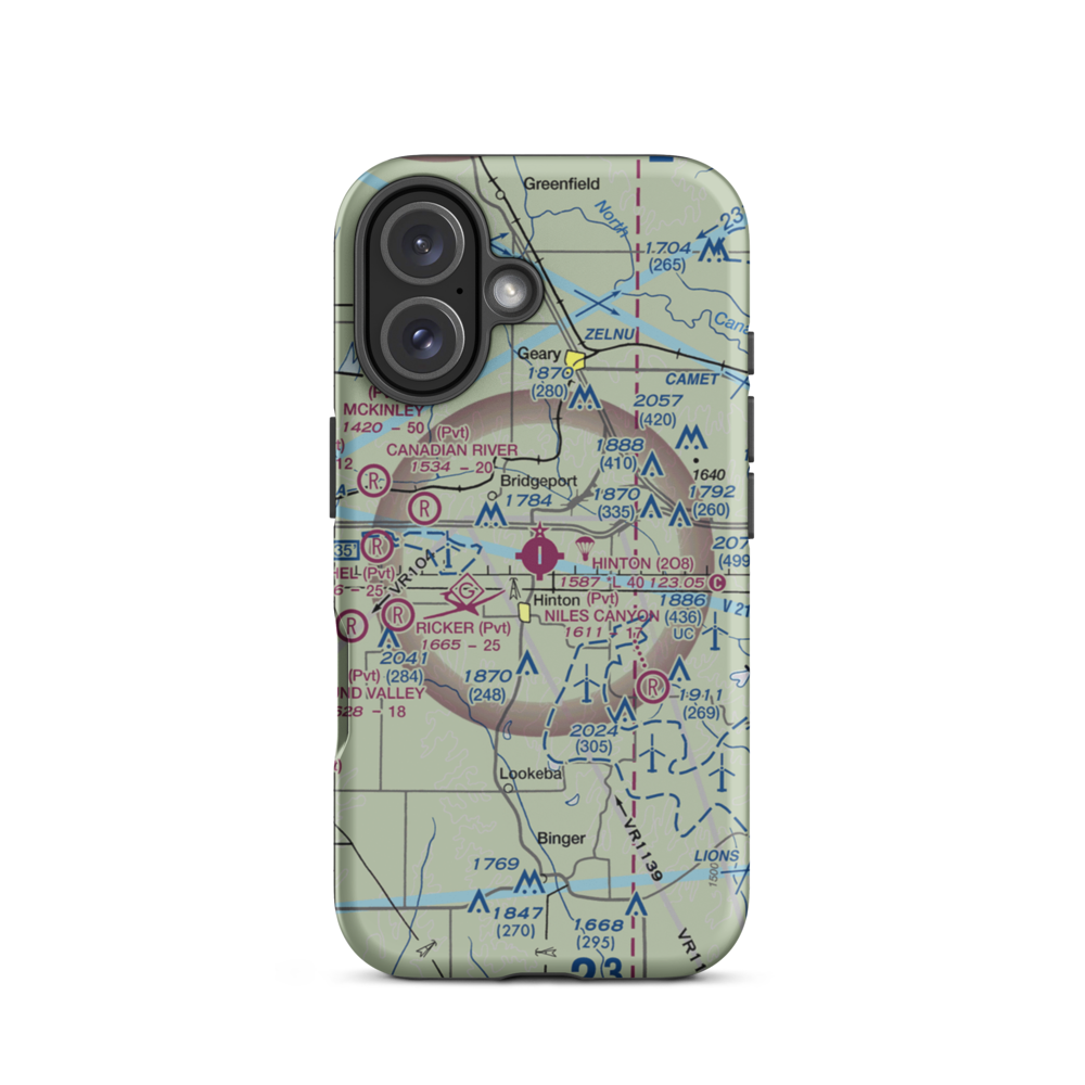 Hinton Municipal Airport (2O8) VFR Sectional  Tough iPhone Case iPhone 16 model shown