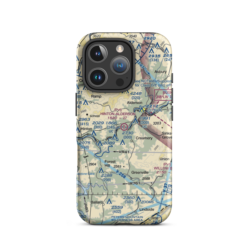Hinton-Alderson Airport (WV77) VFR Sectional  Tough iPhone Case iPhone 16 Pro model shown