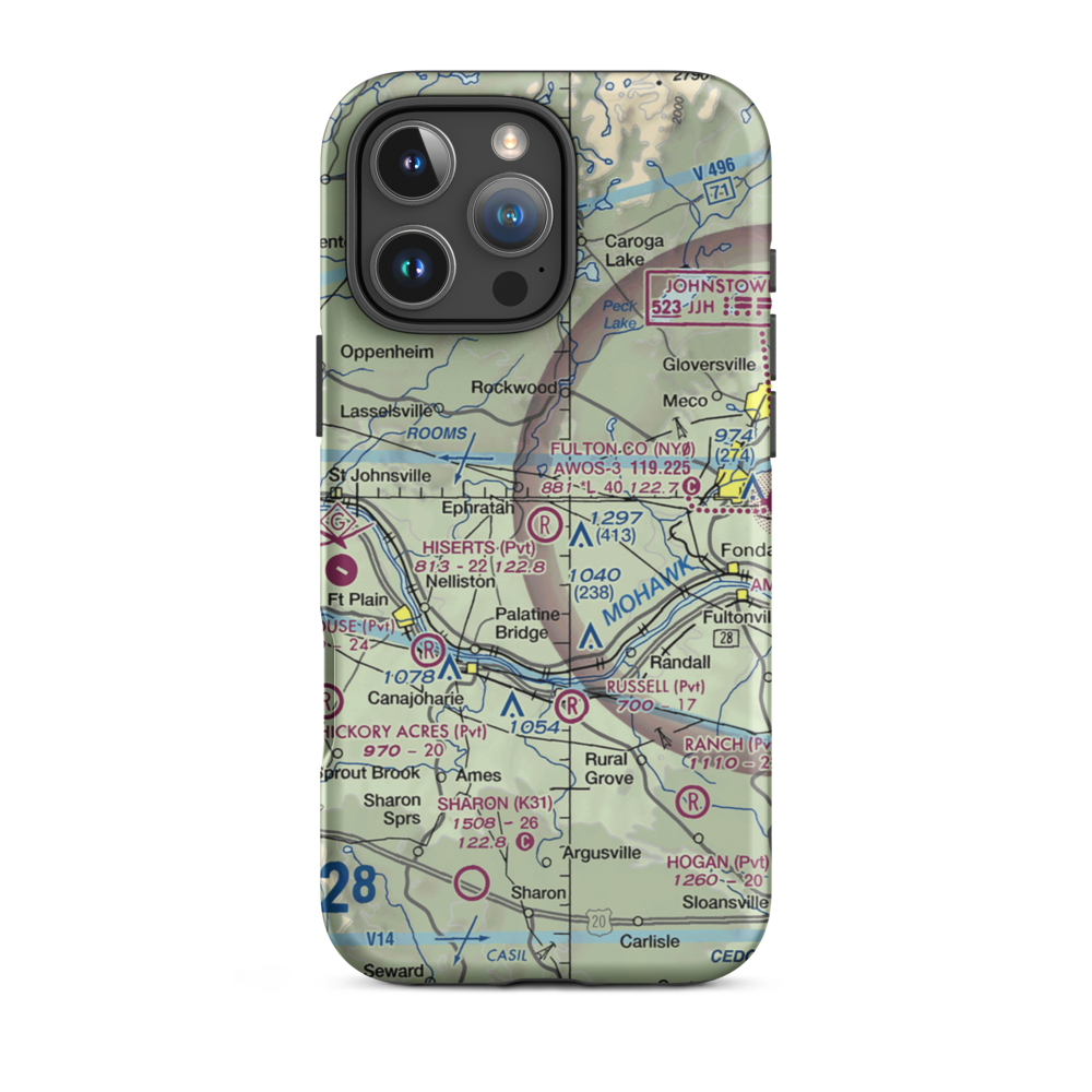 Hiserts Airpark Inc Airport (3NY7) VFR Sectional  Tough iPhone Case iPhone 16 Pro Max model shown