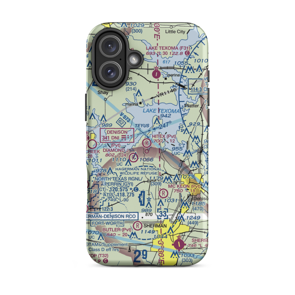 Hitex Private Airport (9TX7) VFR Sectional  Tough iPhone Case iPhone 16 Plus model shown