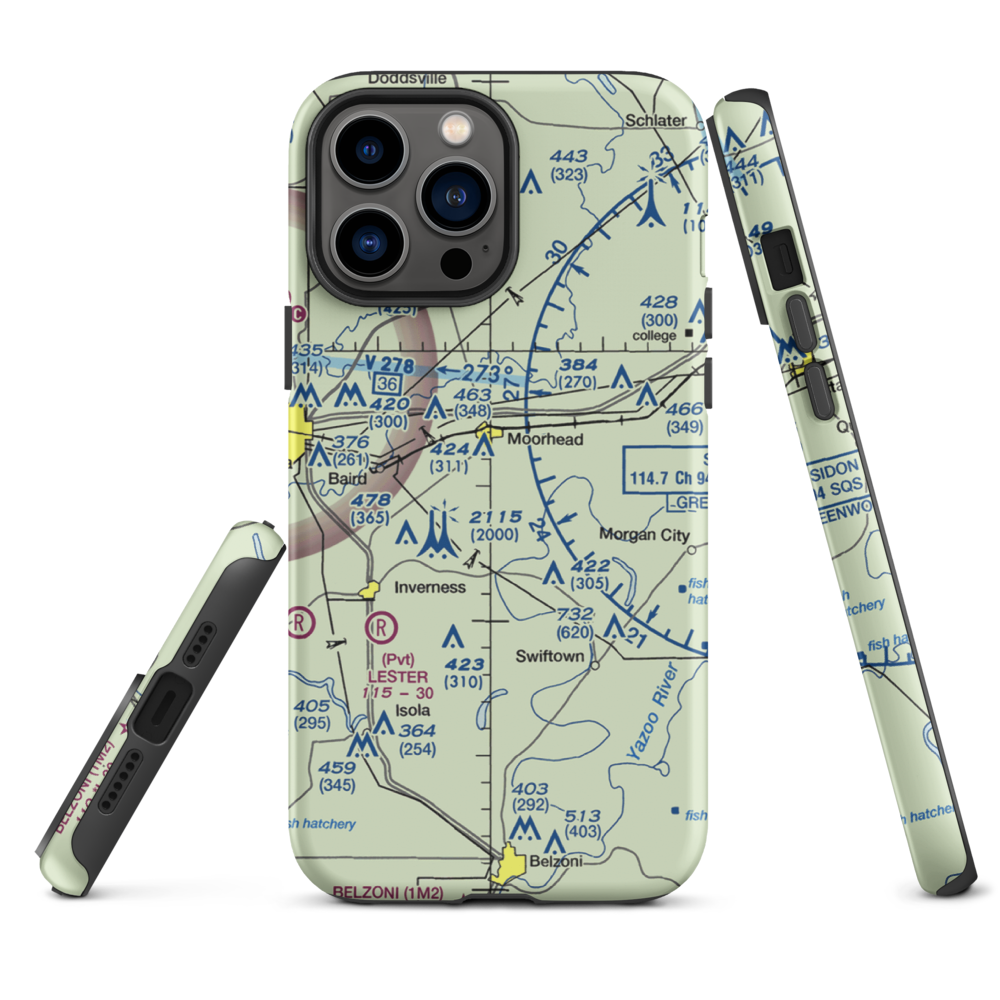 Hobbs Airport (MS33) VFR Sectional  Tough iPhone Case iPhone 13 Pro Max model shown