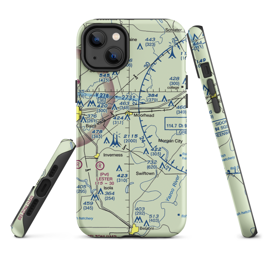 Hobbs Airport (MS33) VFR Sectional  Tough iPhone Case iPhone 14 Plus model shown