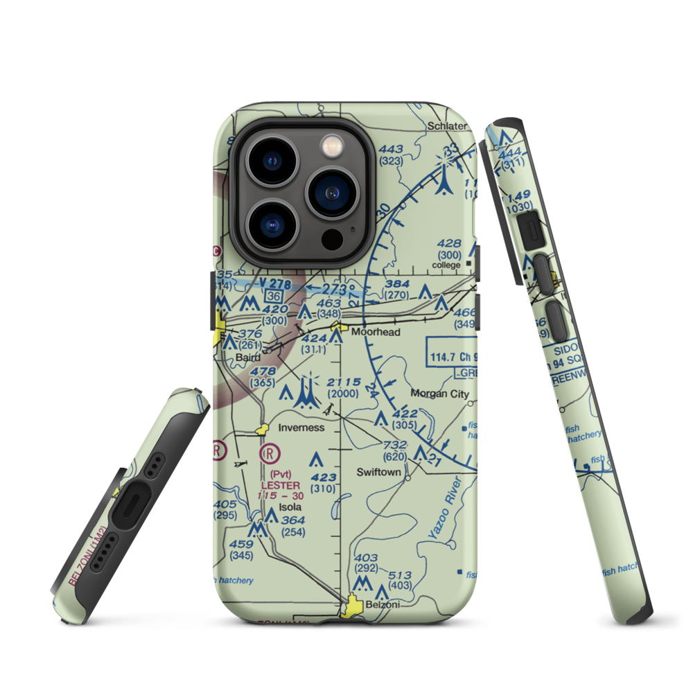 Hobbs Airport (MS33) VFR Sectional  Tough iPhone Case iPhone 14 Pro model shown