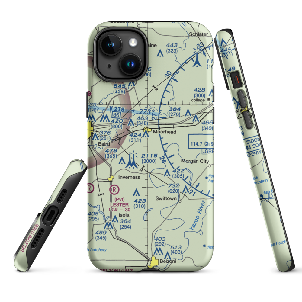 Hobbs Airport (MS33) VFR Sectional  Tough iPhone Case iPhone 15 Plus model shown
