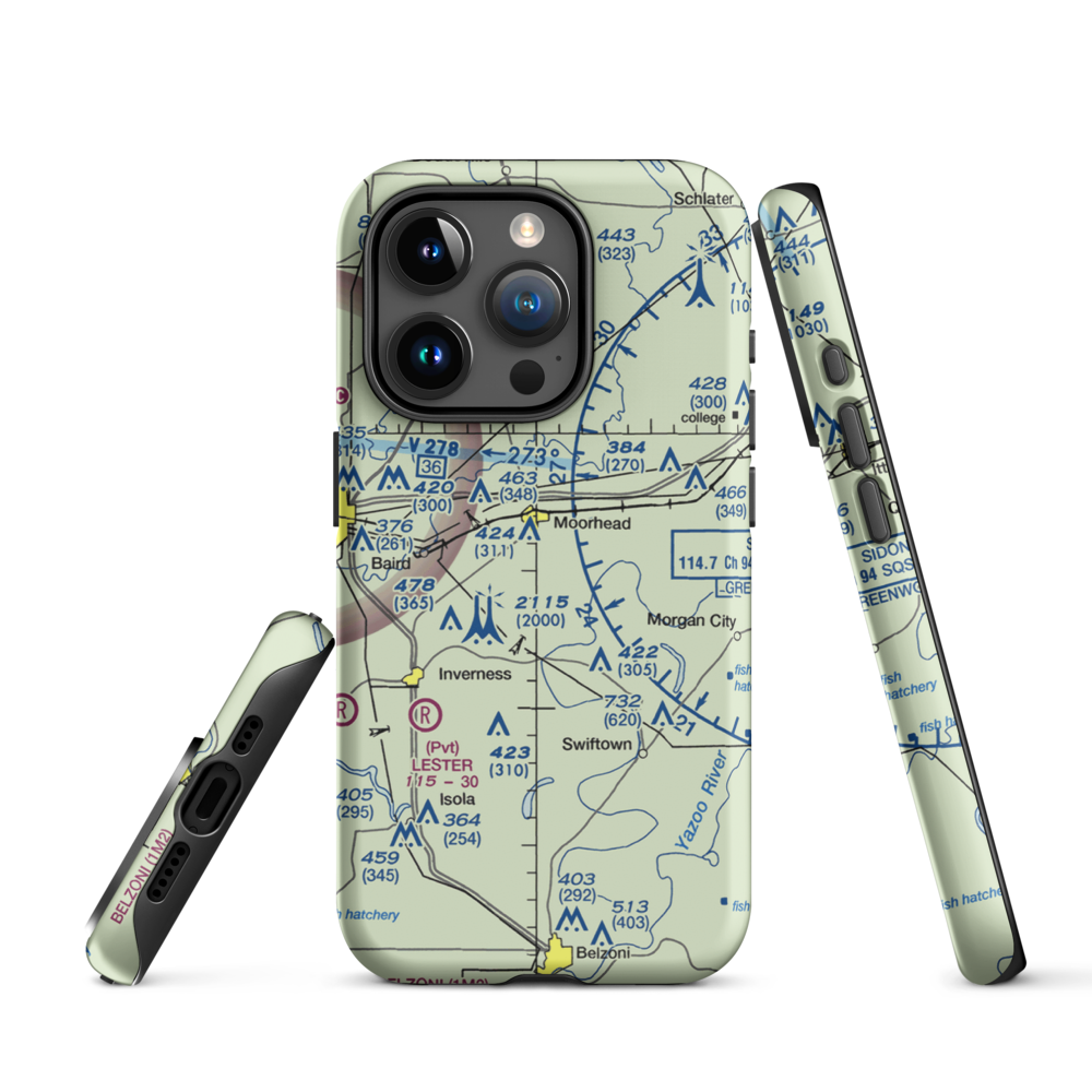 Hobbs Airport (MS33) VFR Sectional  Tough iPhone Case iPhone 15 Pro model shown