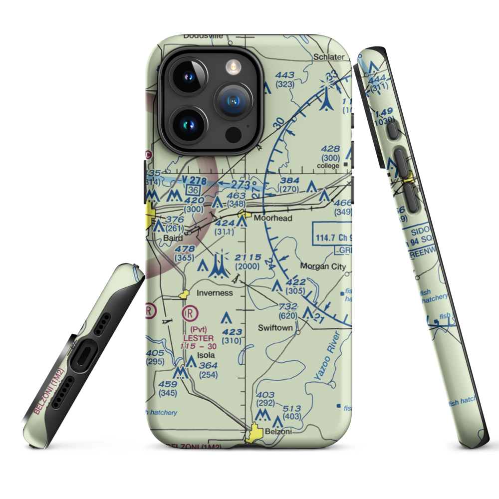 Hobbs Airport (MS33) VFR Sectional  Tough iPhone Case iPhone 15 Pro Max model shown
