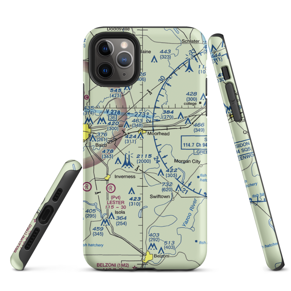 Hobbs Airport (MS33) VFR Sectional  Tough iPhone Case iPhone 11 Pro Max model shown