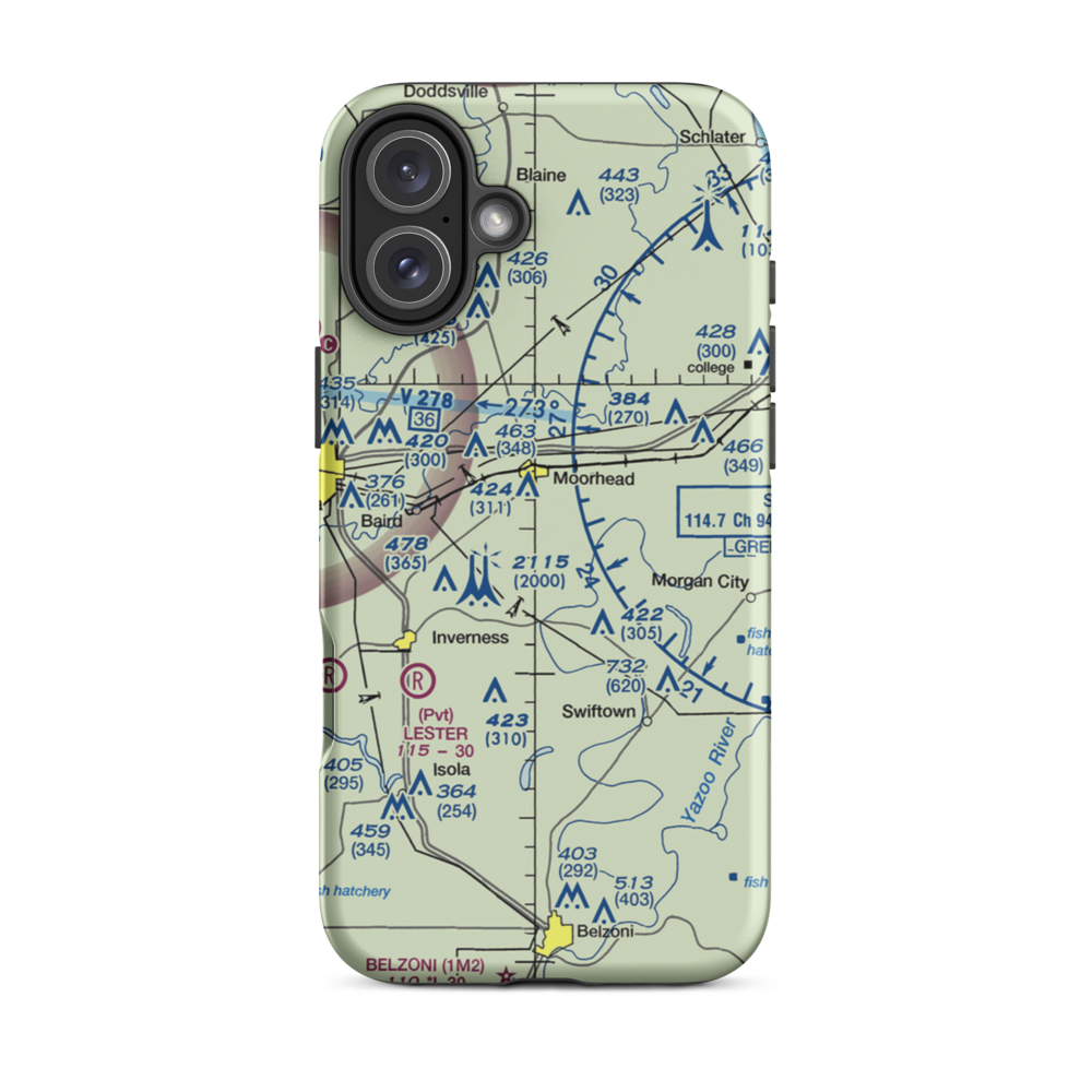 Hobbs Airport (MS33) VFR Sectional  Tough iPhone Case iPhone 16 Plus model shown