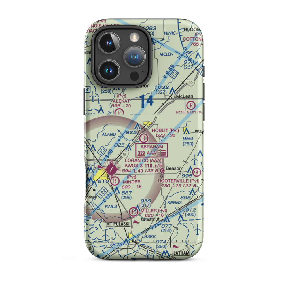 Hoblit Farms Airport (IL94) VFR Sectional  Tough iPhone Case iPhone 16 Pro Max model shown