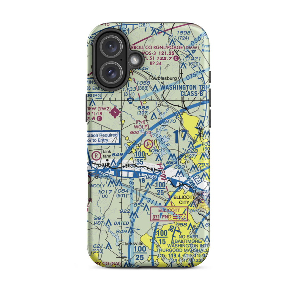 Hoby Wolf Airport (2MD5) VFR Sectional  Tough iPhone Case iPhone 16 Plus model shown
