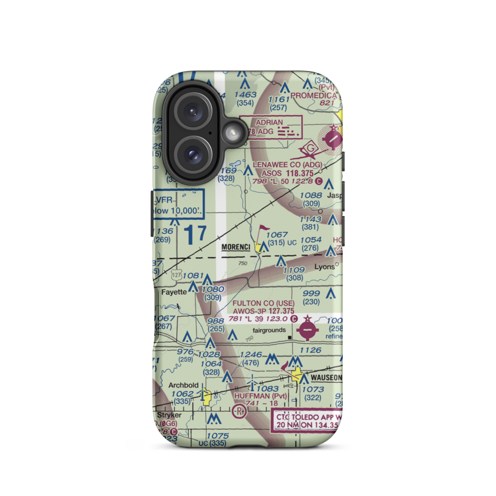 Hochstetler Airport (OH90) VFR Sectional  Tough iPhone Case iPhone 16 model shown