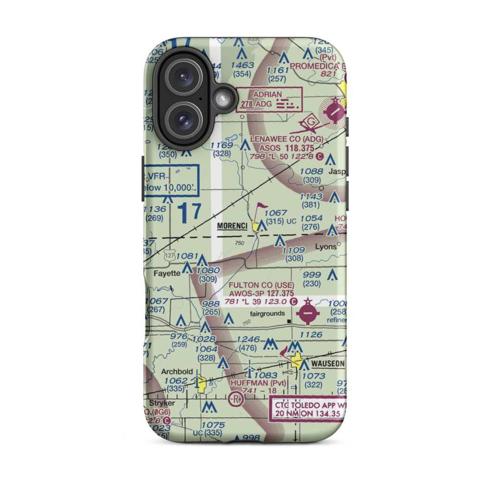 Hochstetler Airport (OH90) VFR Sectional  Tough iPhone Case iPhone 16 Plus model shown