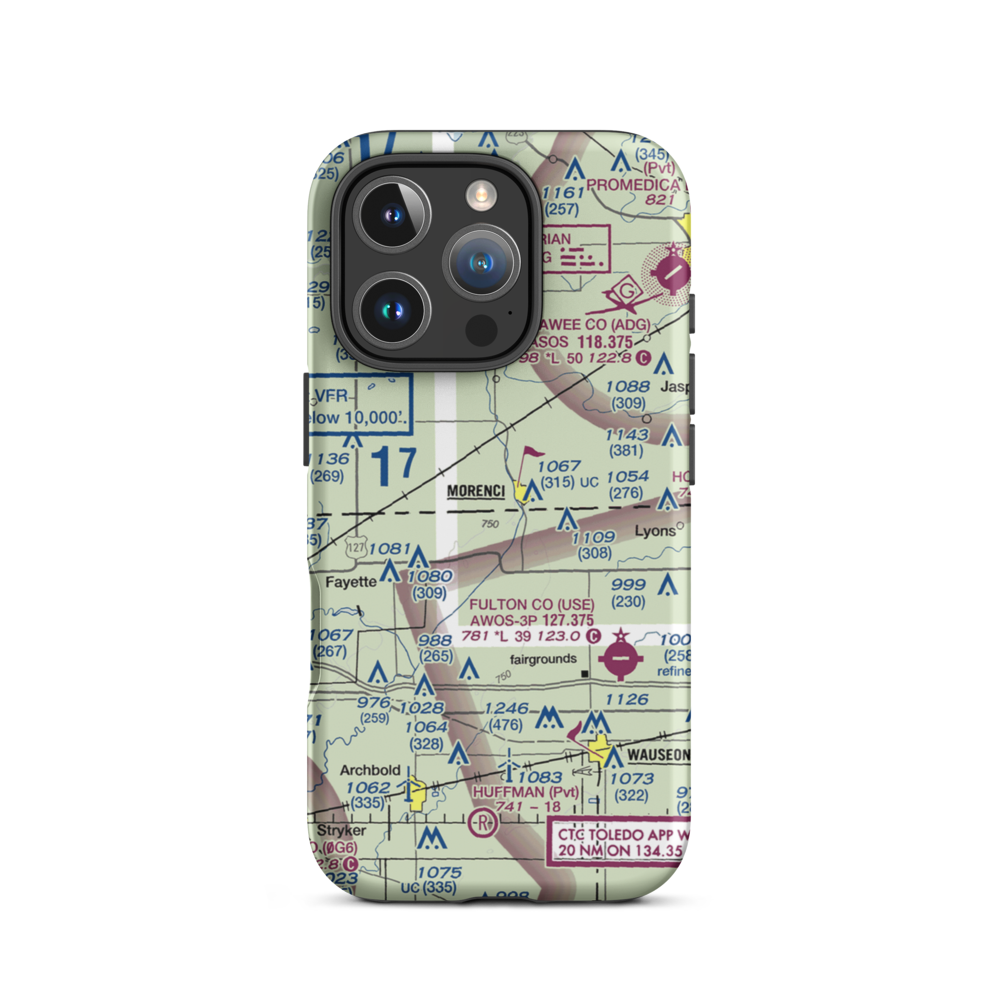 Hochstetler Airport (OH90) VFR Sectional  Tough iPhone Case iPhone 16 Pro model shown