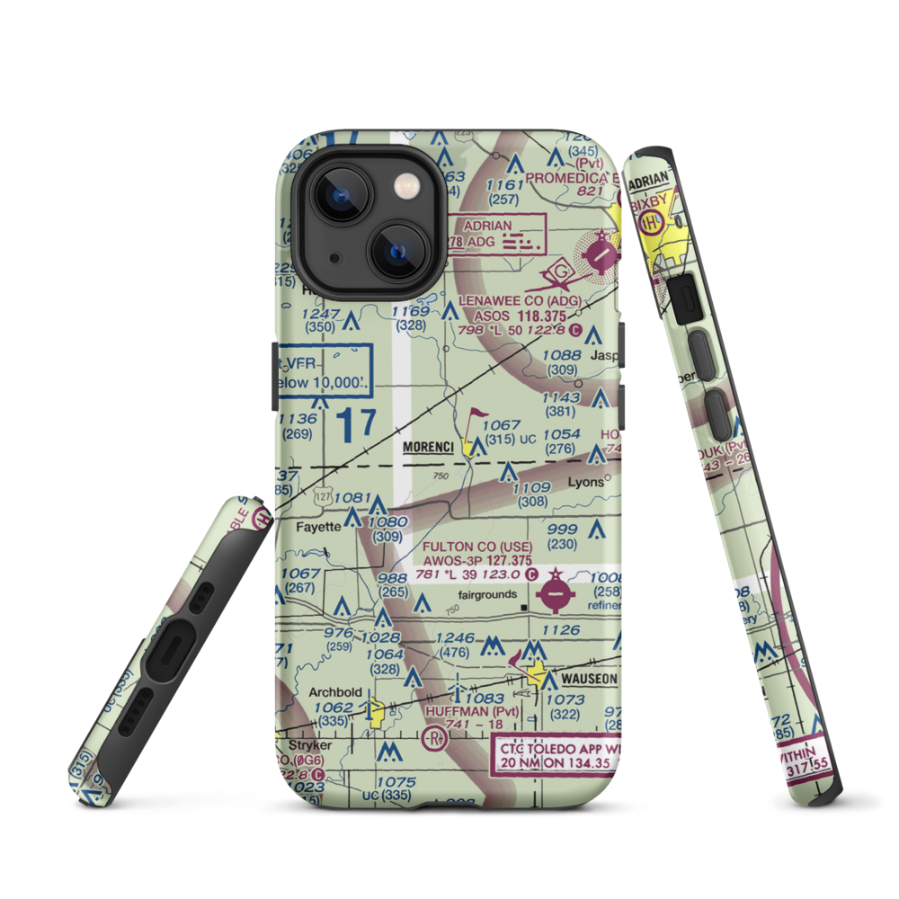 Hochstetler Airport (OH90) VFR Sectional  Tough iPhone Case iPhone 13 model shown