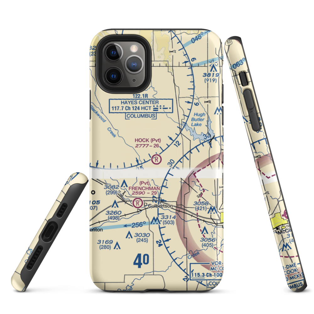 Hock Airport (13NE) VFR Sectional  Tough iPhone Case iPhone 11 Pro Max model shown