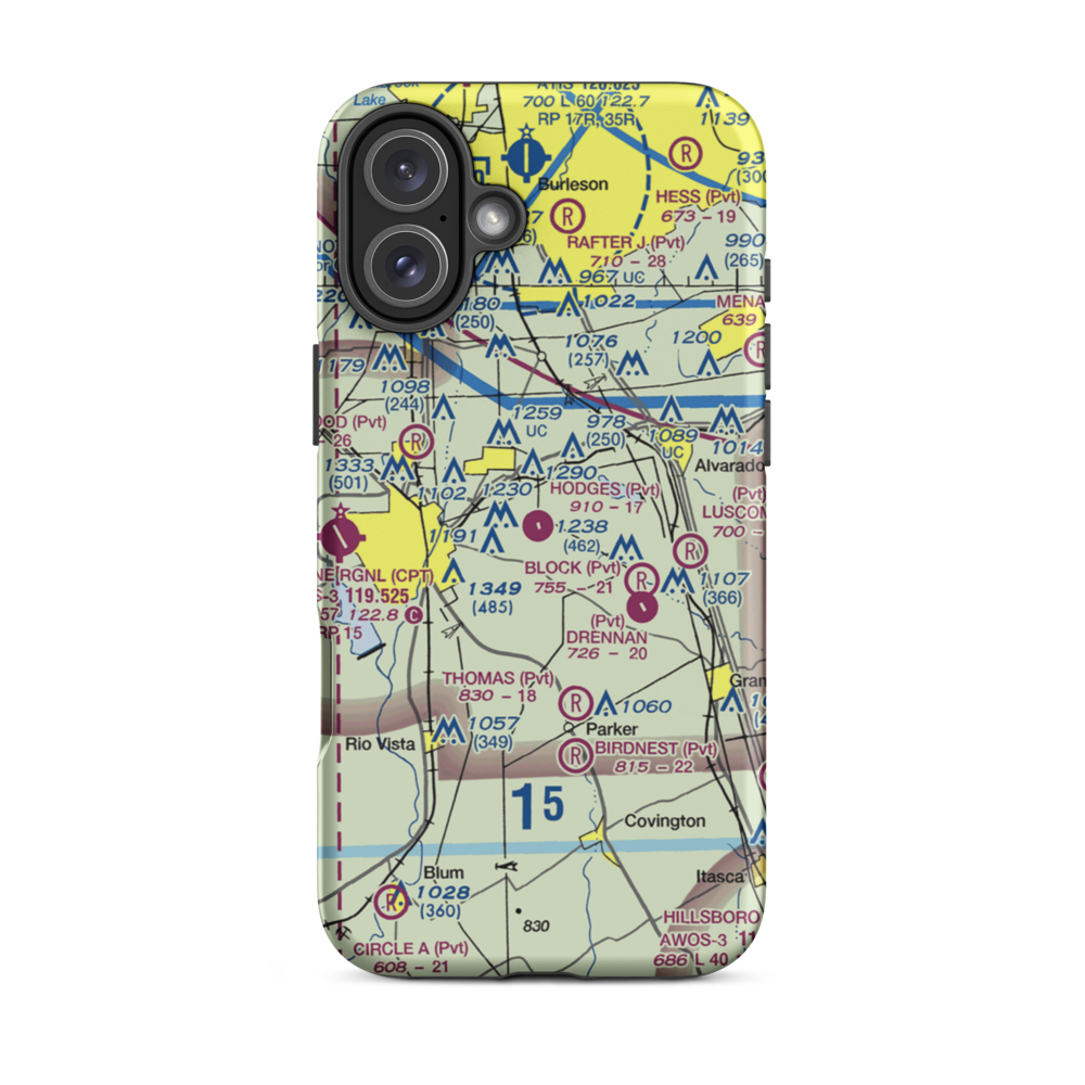 Hodges Air Field (TX67) VFR Sectional  Tough iPhone Case iPhone 16 Plus model shown