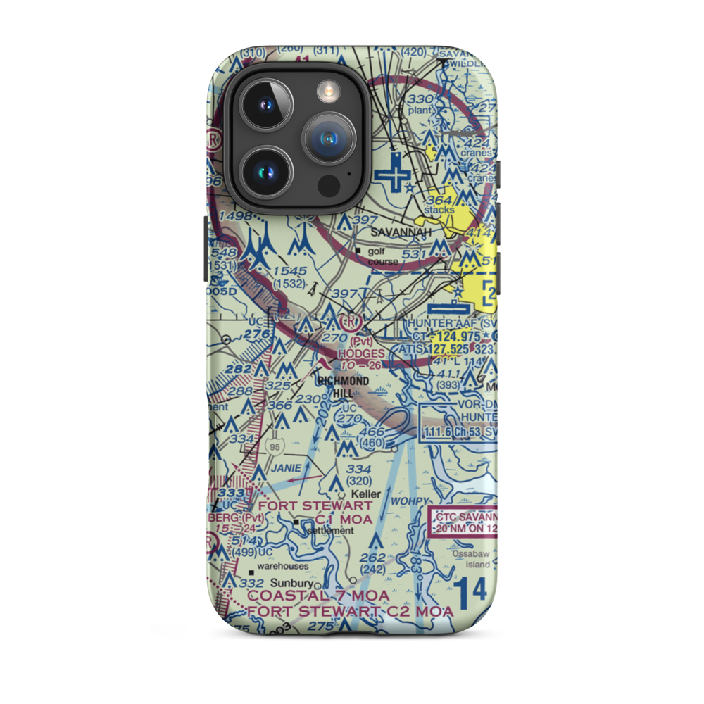 Hodges Airpark (GA39) VFR Sectional  Tough iPhone Case iPhone 16 Pro Max model shown