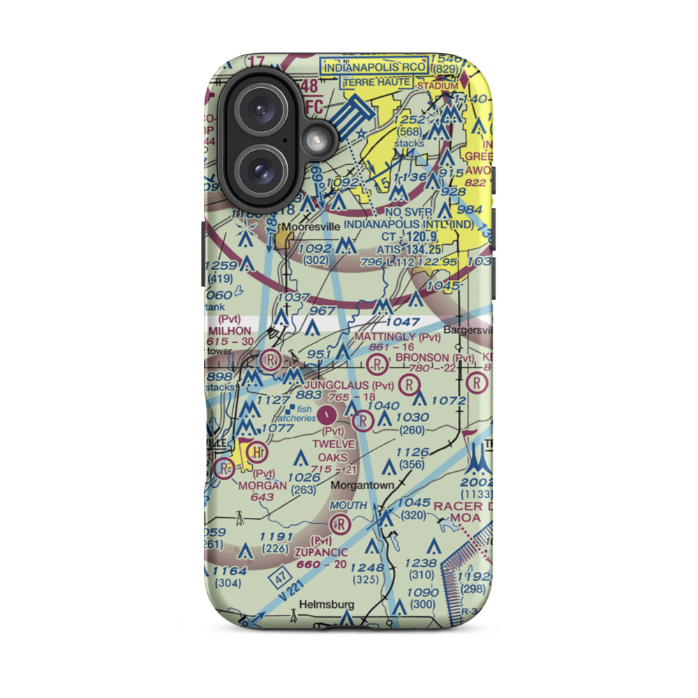 Hodges Airport (II55) VFR Sectional  Tough iPhone Case iPhone 16 Plus model shown