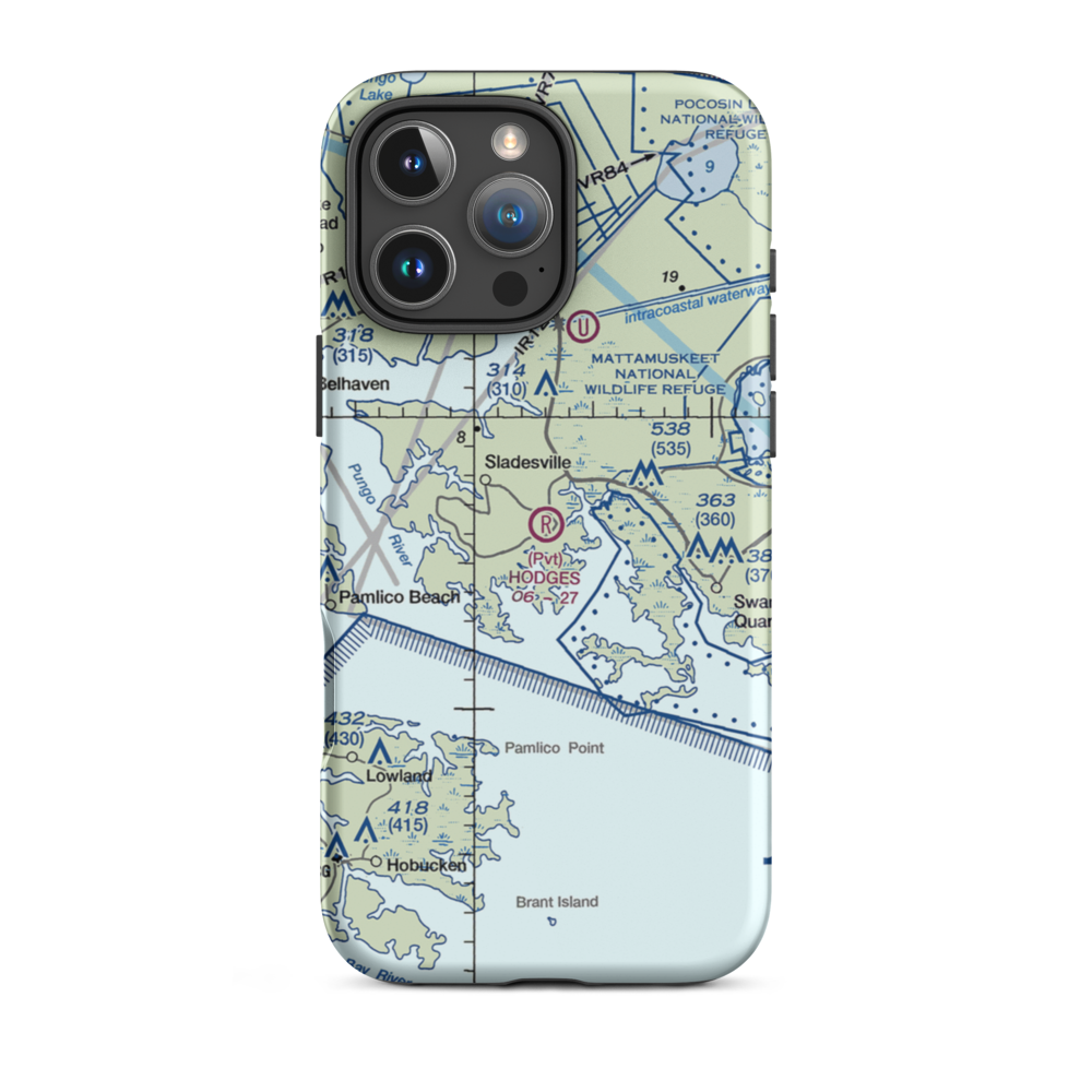 Hodges Farm Airport (NC73) VFR Sectional  Tough iPhone Case iPhone 16 Pro Max model shown