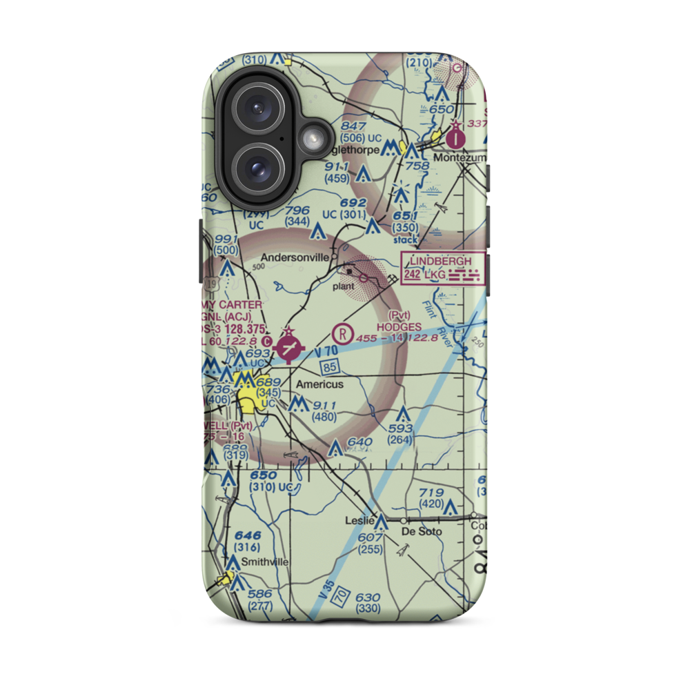 Hodges Field Airport (4GA0) VFR Sectional  Tough iPhone Case iPhone 16 Plus model shown