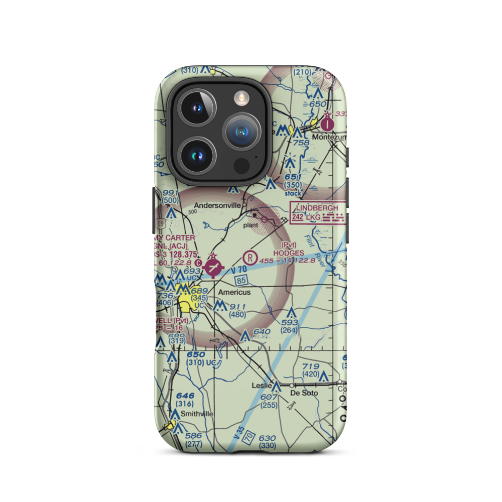 Hodges Field Airport (4GA0) VFR Sectional  Tough iPhone Case iPhone 16 Pro model shown