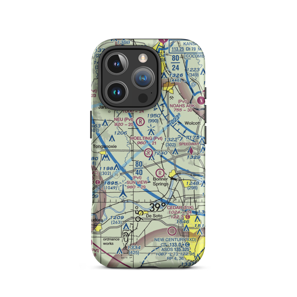 Hoelting Airport (SN22) VFR Sectional  Tough iPhone Case iPhone 16 Pro model shown