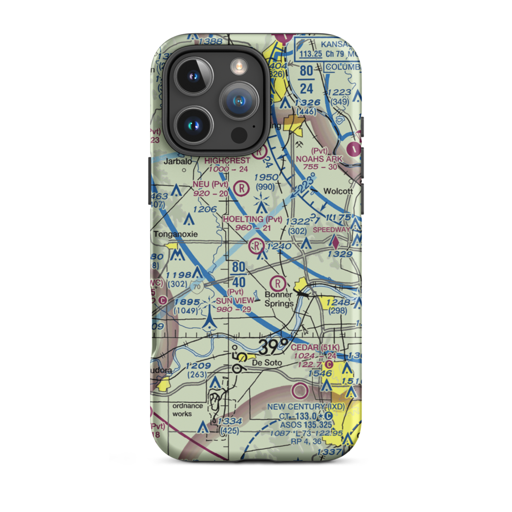 Hoelting Airport (SN22) VFR Sectional  Tough iPhone Case iPhone 16 Pro Max model shown