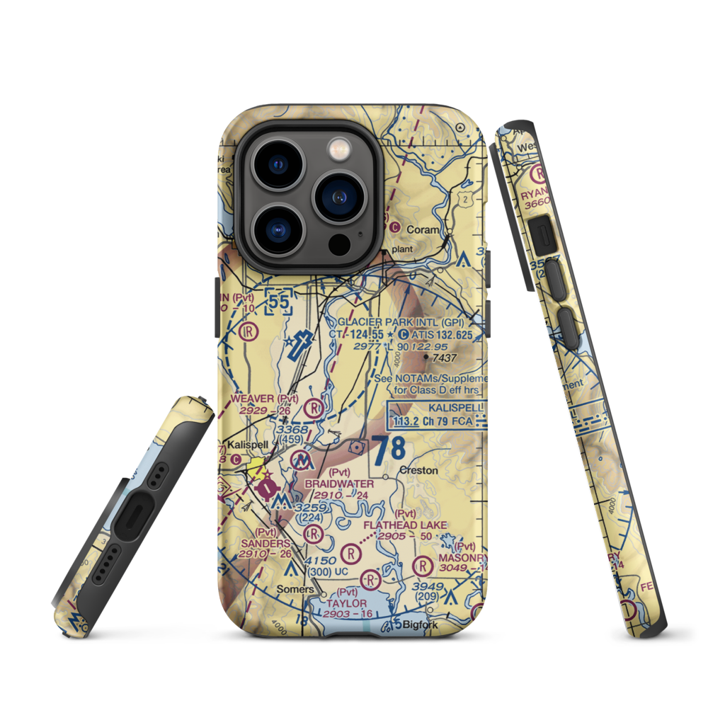 Hoerner Airport (MT18) VFR Sectional  Tough iPhone Case iPhone 14 Pro model shown