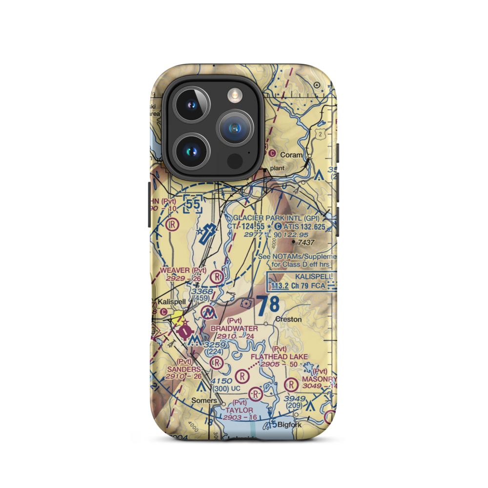 Hoerner Airport (MT18) VFR Sectional  Tough iPhone Case iPhone 16 Pro model shown