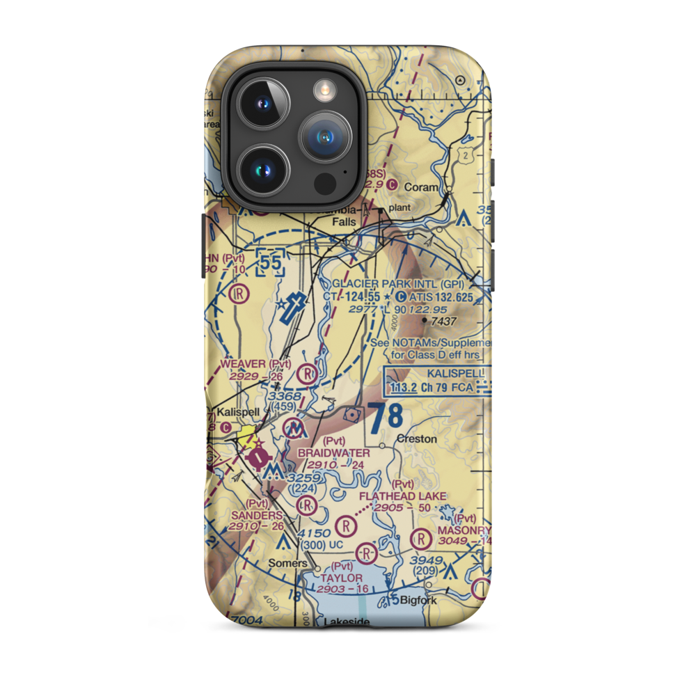 Hoerner Airport (MT18) VFR Sectional  Tough iPhone Case iPhone 16 Pro Max model shown