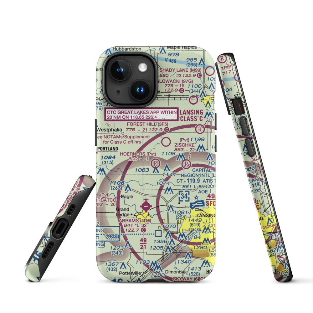 Hoerners Corners Airport (MI10) VFR Sectional  Tough iPhone Case iPhone 15 model shown