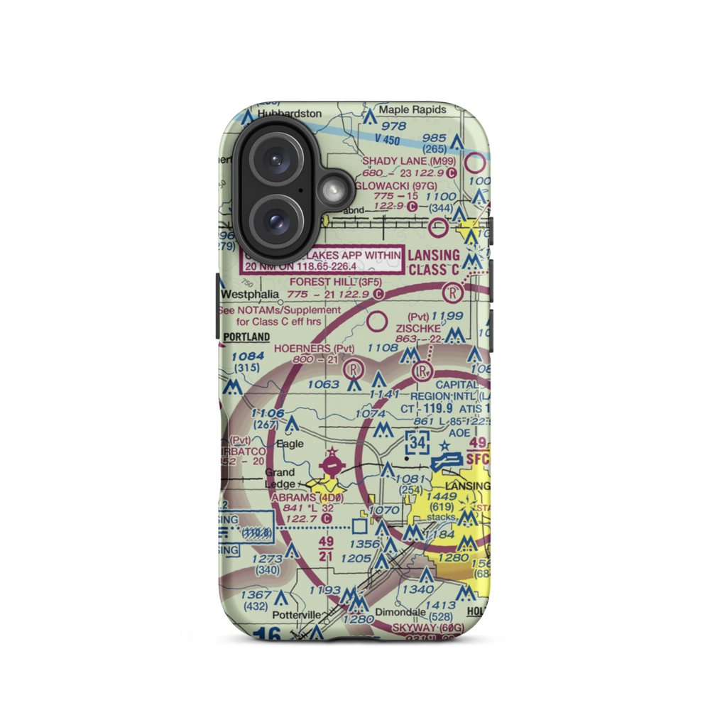 Hoerners Corners Airport (MI10) VFR Sectional  Tough iPhone Case iPhone 16 model shown