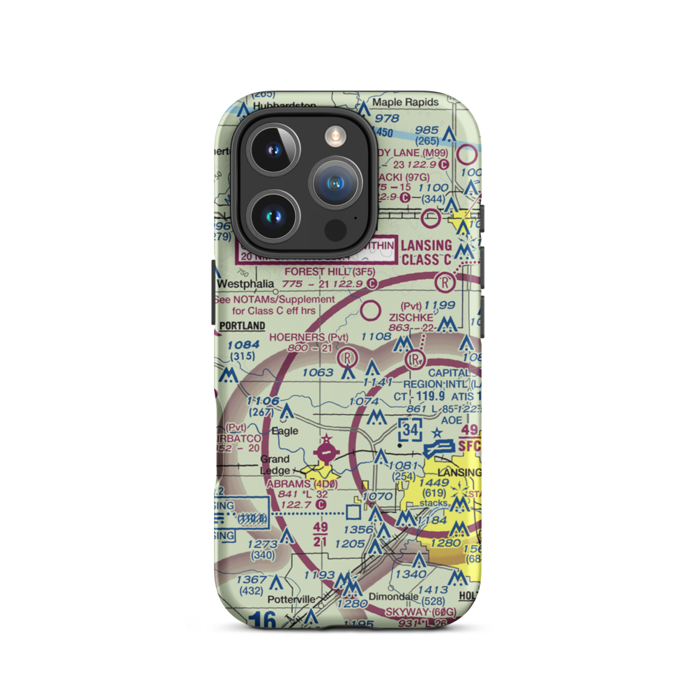 Hoerners Corners Airport (MI10) VFR Sectional  Tough iPhone Case iPhone 16 Pro model shown