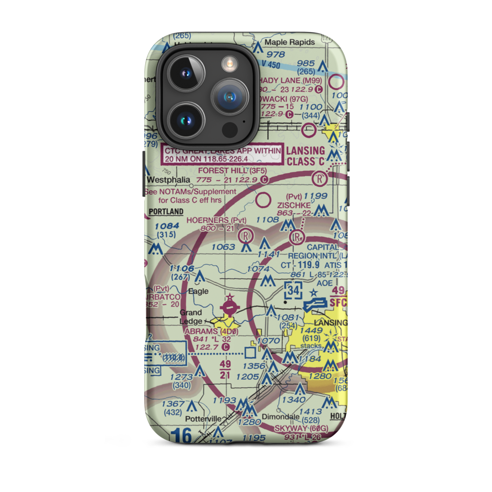 Hoerners Corners Airport (MI10) VFR Sectional  Tough iPhone Case iPhone 16 Pro Max model shown