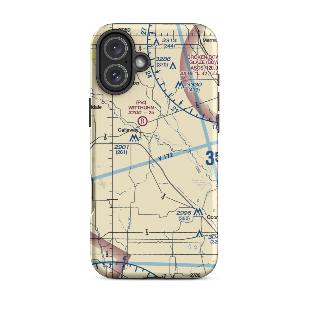 Hoesel Airport (6NE9) VFR Sectional  Tough iPhone Case iPhone 16 Plus model shown